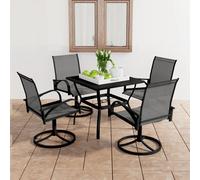 Garden Dining Set 5pc Anthracite Grey Textilene Powder-Coated Steel 80cm Outdoor