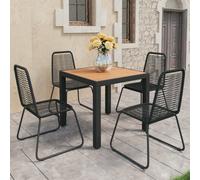 Garden Dining Set 5pc Black/Brown WPC Aluminium Rattan Chairs 79cm Table Outdoor