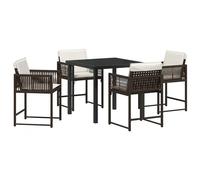 Garden Dining Set 5pc Brown Poly Rattan Steel 4-Seater Table 80x80x73 cm Outdoor