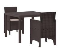 Garden Dining Set 5pc Brown Polypropylene Table 100x100x73cm with 4 Chairs Patio