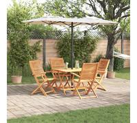 Garden Dining Set 5pc Brown Solid Acacia Wood 90x90cm Folding Table +4 Outdoors