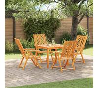 Garden Dining Set 5pc Brown Solid Acacia Wood 90x90x74cm Outdoor Oiled Armchairs