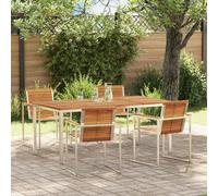 Garden Dining Set 5pc Brown Solid Acacia Wood Table 180x90cm Chairs 60x59x85 pc