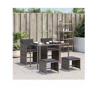 Garden Dining Set 5pc Grey PE Rattan Table 115x54x74cm Foldable Chairs Dark Grey