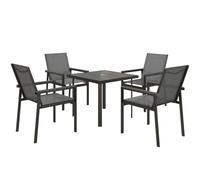 Outsunny 5 Pieces Outdoor Dining Table And 4 Armchairs, Garden Dining Set, Grey Grey