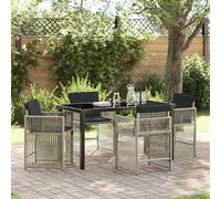 Garden Dining Set 5pc Light Grey Poly Rattan Steel Frame 140x80x73 cmOutdoor Set
