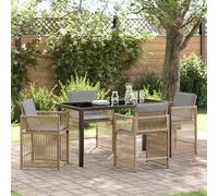 vidaXL Garden Dining Set 5 pcs Beige Poly Rattan, Yellow