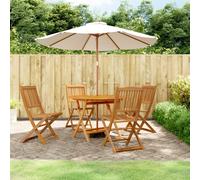 Garden dining set 5pc Natural Acacia Wood 110cm Round Table 4 Folding Chairs Eco