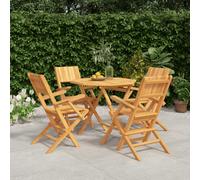 Garden Dining Set 5pc Solid Teak 85x85x76cm Square Table Foldable Chairs Outdoor