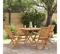 Garden Dining Set 5pc Solid Teak Hardwood Foldable Table 85x85x76 cm Warm Finish