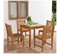 Garden Dining Set 5pc Solid Teak Natural 80cm Square Table & 4 Chairs Waterbased