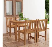 Garden Dining Set 5pc Teak Hardwood Warm Brown Finish 120x70cm Outdoor Solid