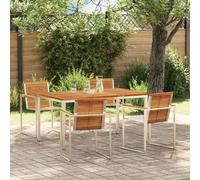 Garden Dining Set 5pc Timber Tones Solid Acacia Wood 150x90x75cm Steel Outdoor+