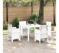 Garden Dining Set 5pc White Polypropylene Table + 4 Chairs 100x100x73cm Patio