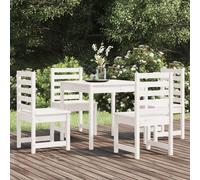 Garden Dining Set 5pc White Solid Pine Wood Table 82.5x82.5cm Chairs 50cm Seat43
