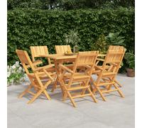 Garden Dining Set 6 Folding Chairs 120x70x75cm Teak Solid Teak Wood Weatherproof