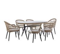 Garden Dining Set 6 Seater ALIANO II with Cushions PE Rattan Beige