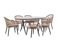 Garden Dining Set 6 Seater ALIANO Pastel Pink PE Rattan with Cushions
