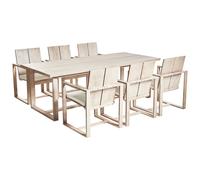 Garden Dining Set 6 Seater AZZANELLO Acacia Wood Off-White