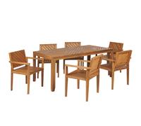 Garden Dining Set 6 Seater BARATTI Brown Acacia Wood