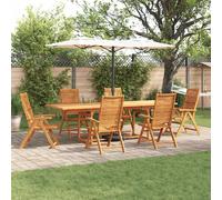 Garden Dining Set 6-Seater Brown Solid Acacia Wood 240x100cm Rustic Foldable Set