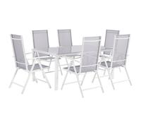 Beliani Garden Dining Set 6 Seater Catania Metal Grey, Grey