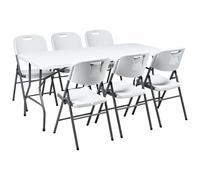 Beliani Garden Dining Set 6 Seater Cugnoli Folding White