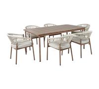 Beliani Garden Dining Set 6 Seater Flavia With Cushions Metal Taupe