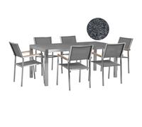 Beliani Garden Dining Set 6 Seater Grosseto Grey Granite Polished