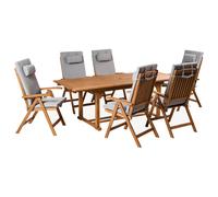 Beliani Garden Dining Set 6 Seater Java Premium Light Grey Acacia Wood