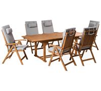 Garden Dining Set 6 Seater JAVA PREMIUM Acacia Wood Light Grey