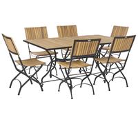 Garden Dining Set 6 Seater LASCARI Light Brown Acacia Wood Folding