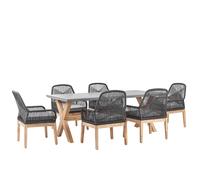 Garden Dining Set 6 Seater OLBIA with Cushions Black