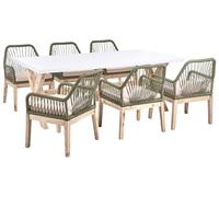 Beliani Garden Dining Set 6 Seater Olbia Olive Green