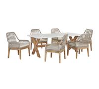 Garden Dining Set 6 Seater OLBIA with Cushions Concrete Beige