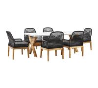 Garden Dining Set 6 Seater OLBIA with Cushions Concrete Black
