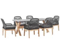 Garden Dining Set 6 Seater OLBIA with Cushions Black