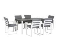Beliani Garden Dining Set 6 Seater Pancole With Cushions Metal Grey, Grey