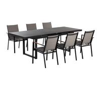 Beliani Garden Dining Set 6 Seater Valcanetto/Busseto Metal Black, Black