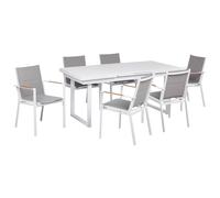 Beliani Garden Dining Set 6 Seater Valcanetto/Busseto Metal Grey, White