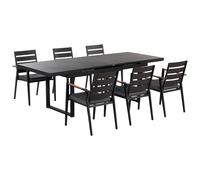 Beliani Garden Dining Set 6 Seater Valcanetto/Taviano Metal Black, Black