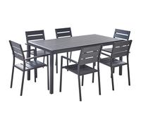 Garden Dining Set 6 Seater VERNIO Black