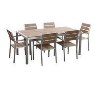 Garden Dining Set 6 Seater VERNIO Brown