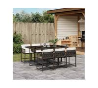 Garden Dining Set 6pc Brown Cream PE Rattan Tempered Glass 165x106x73cm Foldable