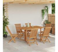 Garden Dining Set 6pcs Brown Solid Teak 150x90x75cm Oiled Outdoor Rectangular XL