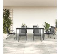 Garden Dining Set 7-Piece Anthracite Steel Textilene Tempered Glass 190cm Incl.