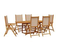 Garden Dining Set 7 Piece Outdoor Table and Chair Fabric and Solid Wood vidaXL