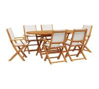 Garden Dining Set 7 Piece Outdoor Table and Chair Fabric and Solid Wood vidaXL