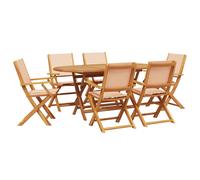 Garden Dining Set 7 Piece Outdoor Table and Chair Fabric and Solid Wood vidaXL