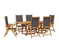 Garden Dining Set 7 Piece Outdoor Table and Chair Fabric and Solid Wood vidaXL